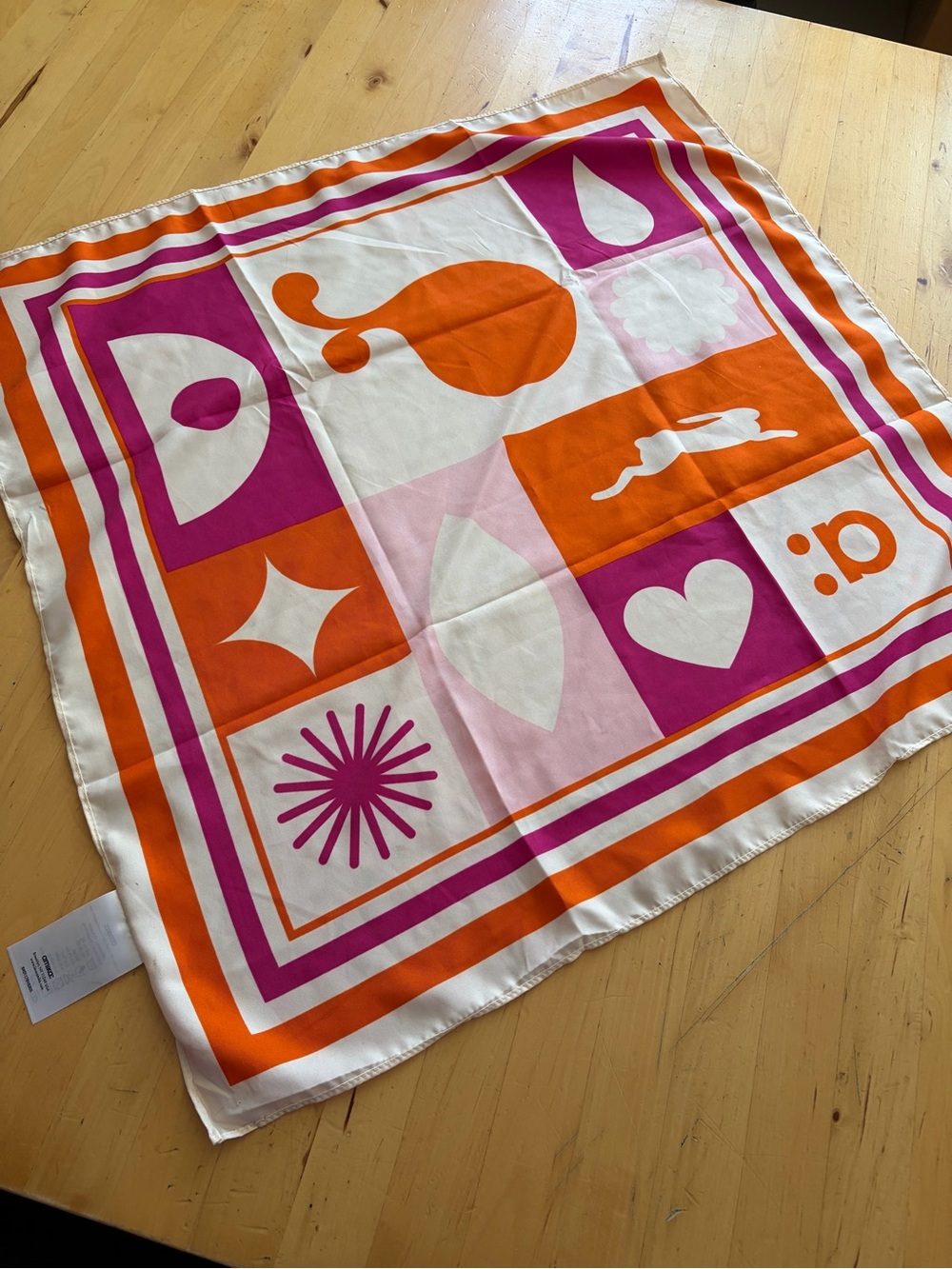 amika Silk-Blend Scarf in Orange, Pink and Cream